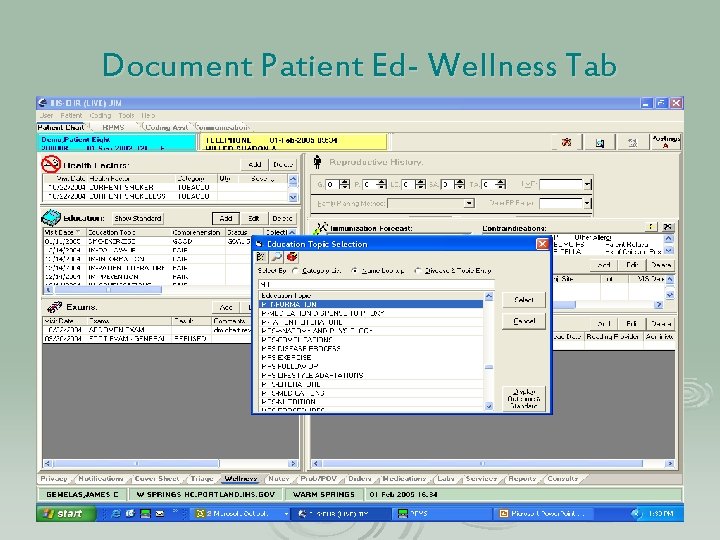 Document Patient Ed- Wellness Tab 