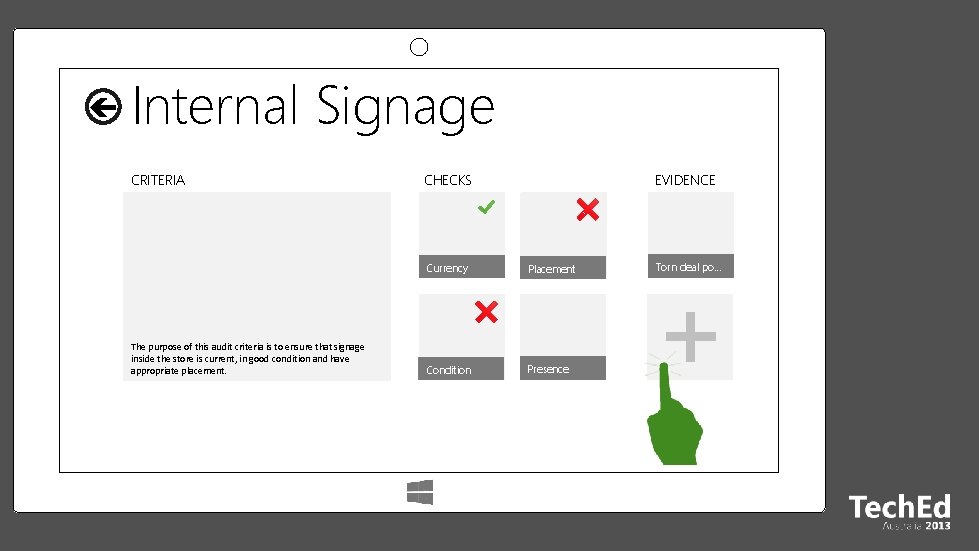 Internal Signage CRITERIA The purpose of this audit criteria is to ensure that signage