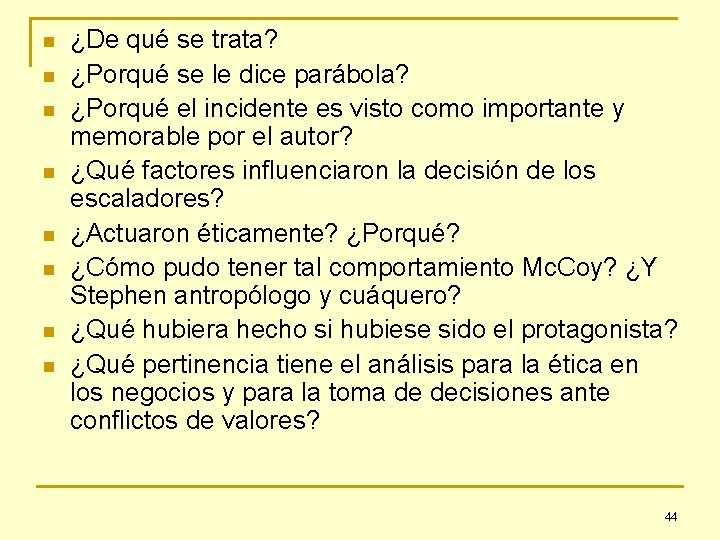 n n n n ¿De qué se trata? ¿Porqué se le dice parábola? ¿Porqué