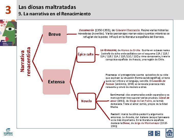 9. La narrativa en el Renacimiento Breve Narrativa renacentista 3 Las diosas maltratadas Decamerón