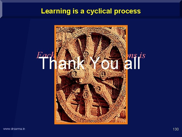 Learning is a cyclical process Each of these presentations is a valuable learning experience