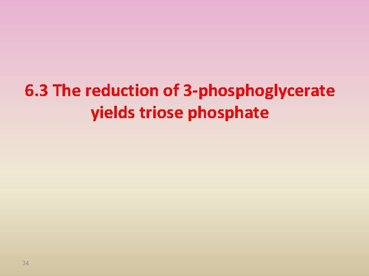 6. 3 The reduction of 3 -phosphoglycerate yields triose phosphate 34 