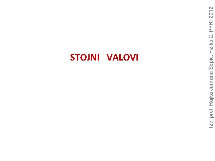 Izv. prof. Rajka Jurdana Šepić, Fizika 2, PFRI 2012 STOJNI VALOVI 