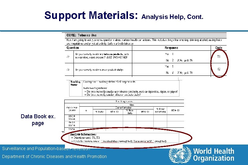 Support Materials: Analysis Help, Cont. From STEPS Generic Instrument From Data Book ex. Template