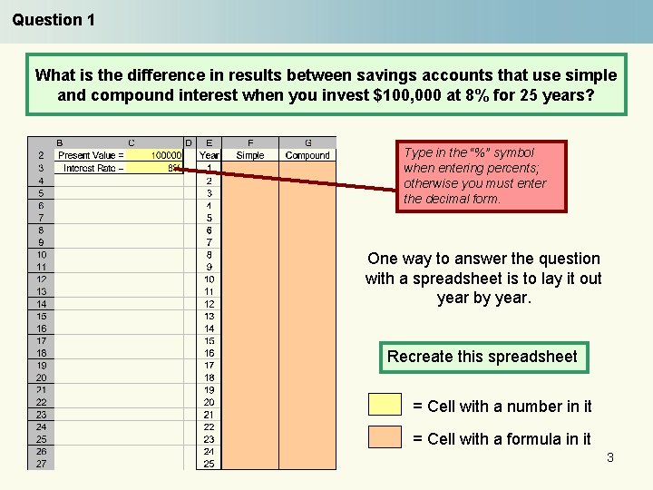 Question 1 What is the difference in results between savings accounts that use simple