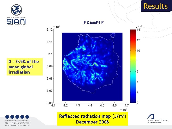 Results EXAMPLE 0 − 0. 5% of the mean global irradiation Reflected radiation map