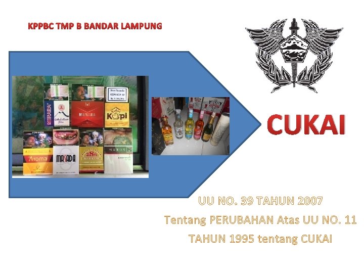 KPPBC TMP B BANDAR LAMPUNG CUKAI UU NO. 39 TAHUN 2007 Tentang PERUBAHAN Atas