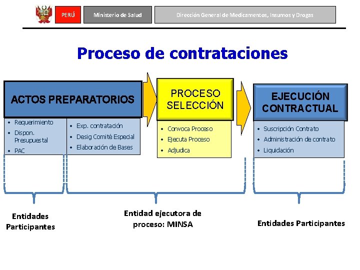 PERÚ Ministerio de Salud Dirección General de Medicamentos, Insumos y Drogas Proceso de contrataciones PERÚ Ministerio de Salud Dirección General de Medicamentos, Insumos y Drogas Proceso de contrataciones