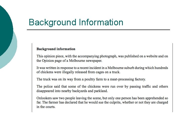 Background Information 