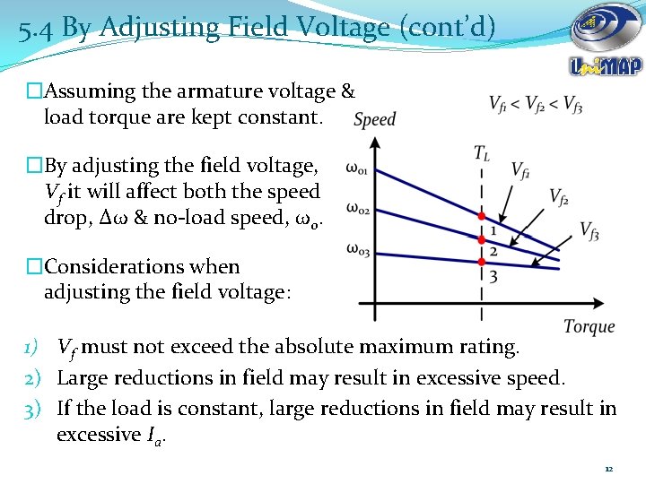 5. 4 By Adjusting Field Voltage (cont’d) �Assuming the armature voltage & load torque