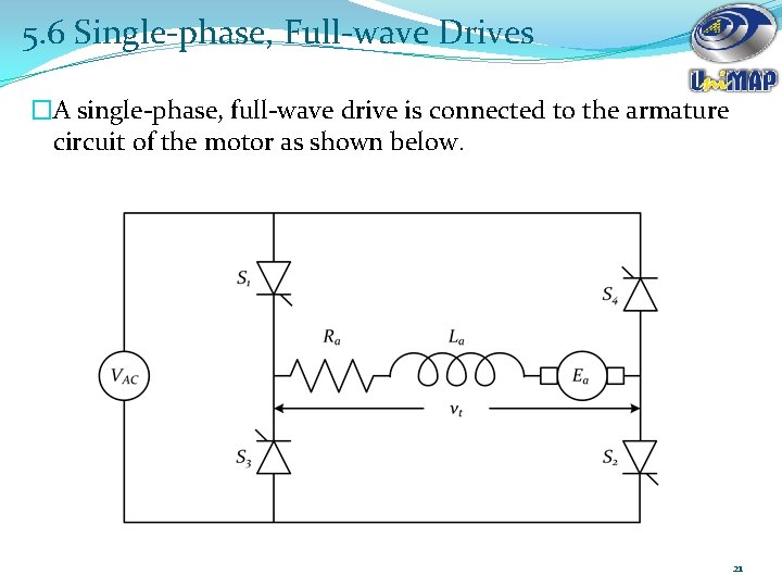 5. 6 Single-phase, Full-wave Drives �A single-phase, full-wave drive is connected to the armature