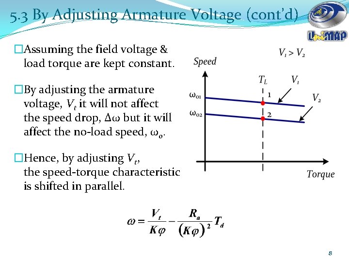 5. 3 By Adjusting Armature Voltage (cont’d) �Assuming the field voltage & load torque