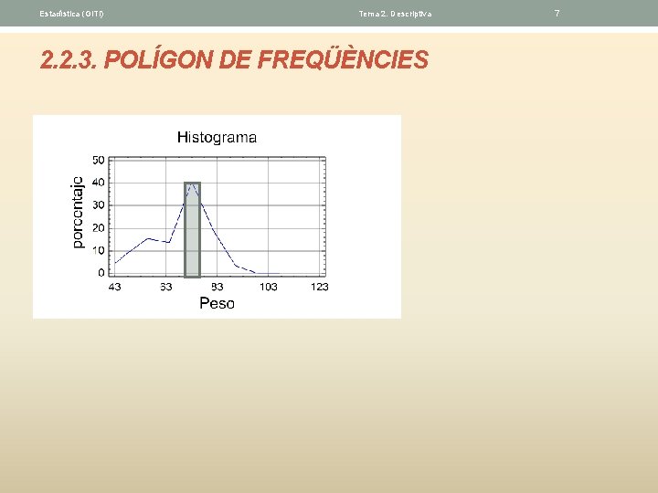 Estadística (GITI) Tema 2. Descriptiva 2. 2. 3. POLÍGON DE FREQÜÈNCIES 7 