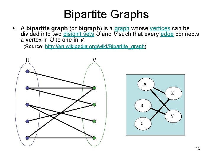 Bipartite Graphs • A bipartite graph (or bigraph) is a graph whose vertices can Bipartite Graphs • A bipartite graph (or bigraph) is a graph whose vertices can
