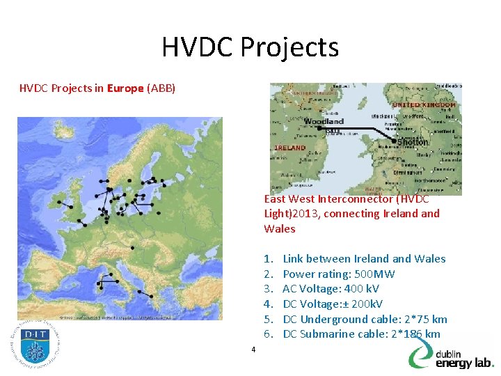 HVDC Projects in Europe (ABB) East West Interconnector (HVDC Light)2013, connecting Ireland Wales 1.