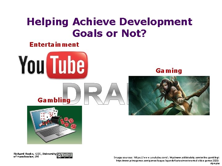 Helping Achieve Development Goals or Not? Entertainment Gaming Gambling Richard Heeks, GDI, University of