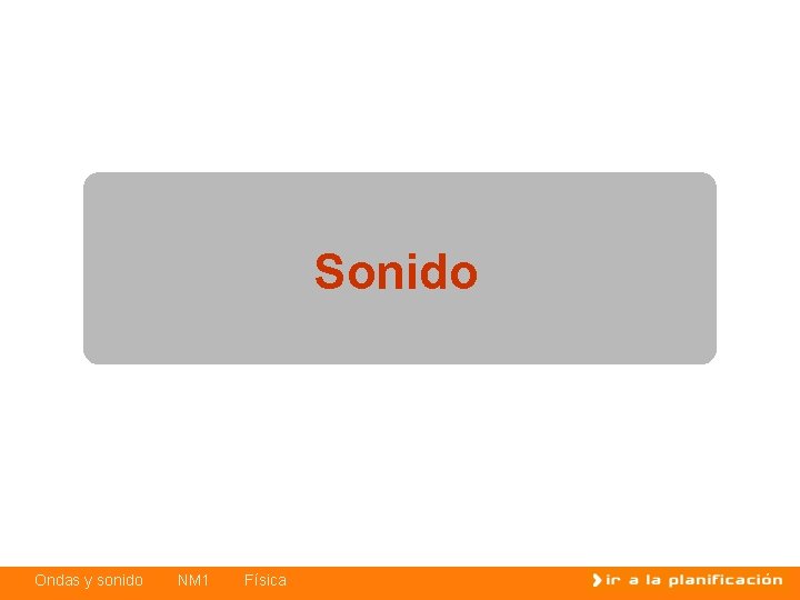 Sonido Ondas y sonido NM 1 Física 