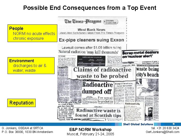 Possible End Consequences from a Top Event People NORM no acute effects chronic exposure