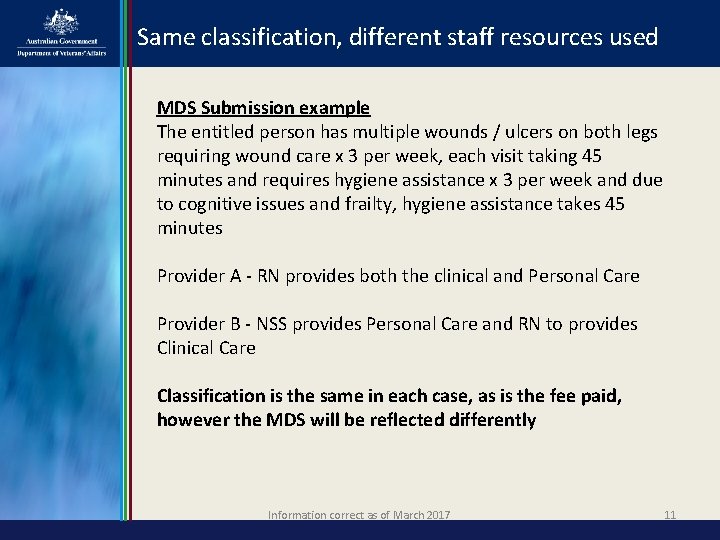 Same classification, different staff resources used MDS Submission example The entitled person has multiple Same classification, different staff resources used MDS Submission example The entitled person has multiple