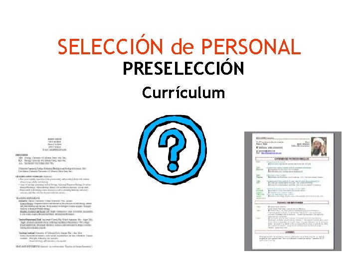 SELECCIÓN de PERSONAL PRESELECCIÓN Currículum 