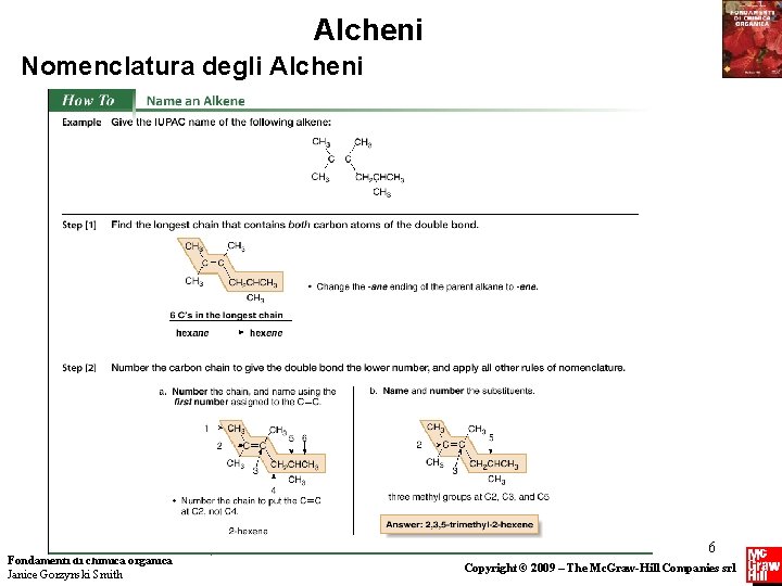 Alcheni Nomenclatura degli Alcheni Fondamenti di chimica organica Janice Gorzynski Smith 6 Copyright ©