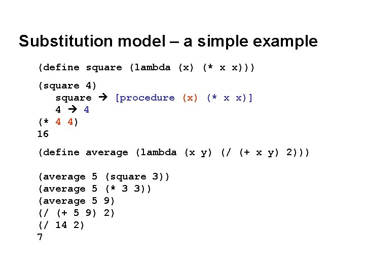 This Lecture Substitution Model An Example Using The