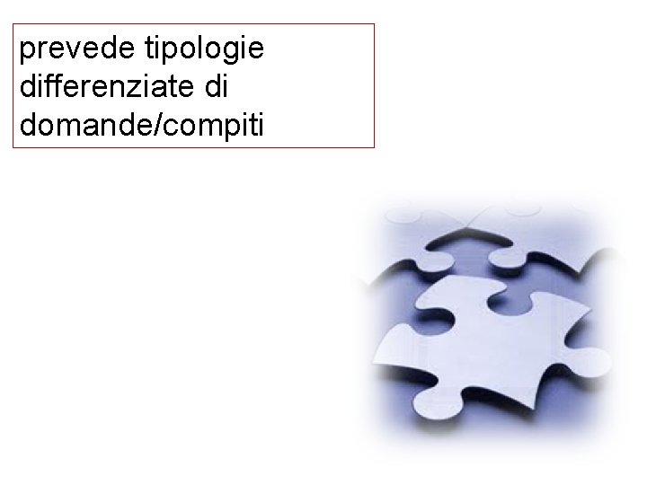 prevede tipologie differenziate di domande/compiti 