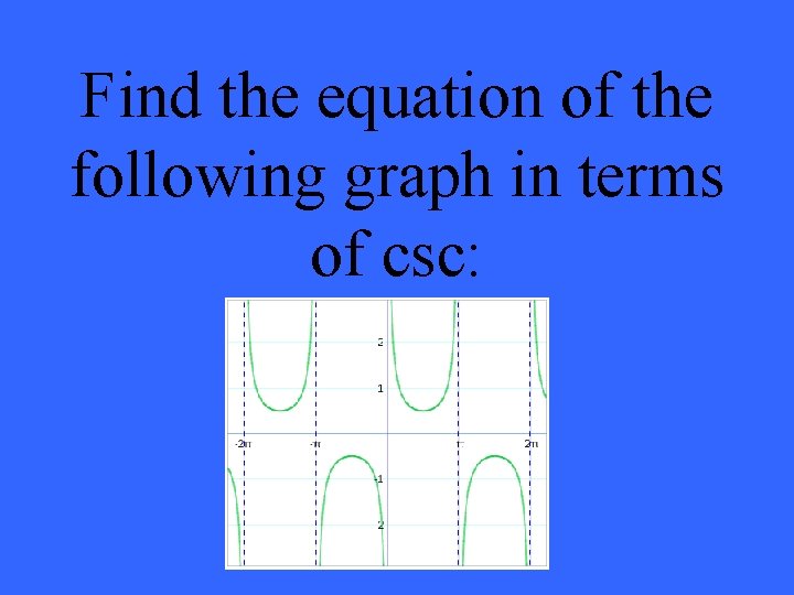 Find the equation of the following graph in terms of csc: 