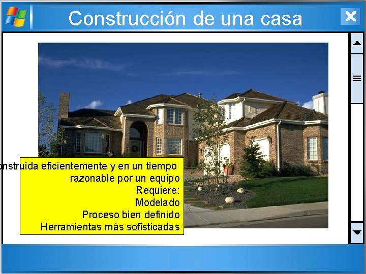 Construcción de una casa onstruida eficientemente y en un tiempo razonable por un equipo