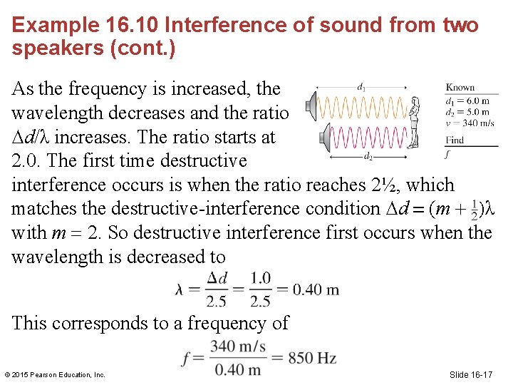 Sound Interference Example Section 16 6 The Interference of Waves from