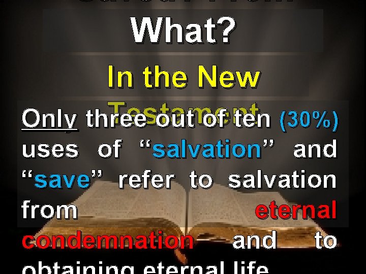 Saved? From What? In the New Testament Only three out of ten (30%) uses