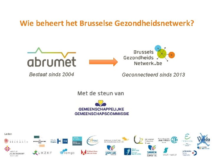 Wie beheert het Brusselse Gezondheidsnetwerk? Bestaat sinds 2004 Geconnecteerd sinds 2013 • 9 