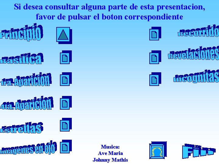 Si desea consultar alguna parte de esta presentacion, favor de pulsar el boton correspondiente