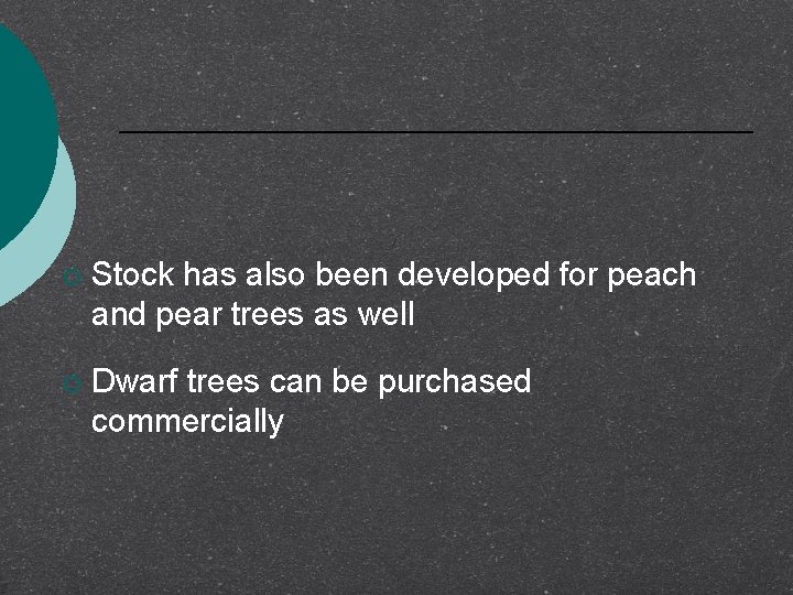 ¡ Stock has also been developed for peach and pear trees as well ¡