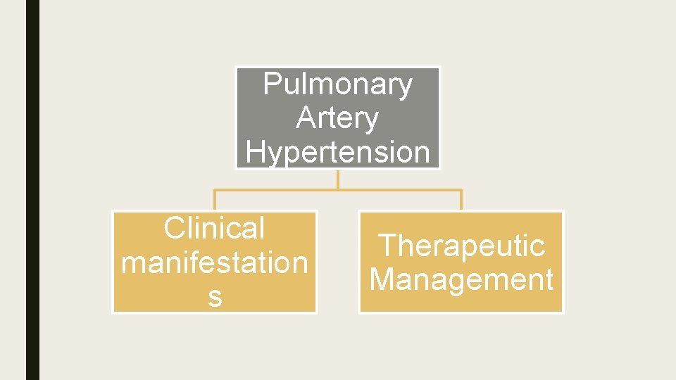 Pulmonary Artery Hypertension Clinical manifestation s Therapeutic Management 