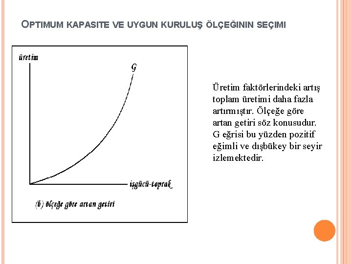 OPTIMUM KAPASITE VE UYGUN KURULUŞ ÖLÇEĞININ SEÇIMI Üretim faktörlerindeki artış toplam üretimi daha fazla