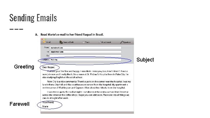 Sending Emails Subject Greeting Farewell 