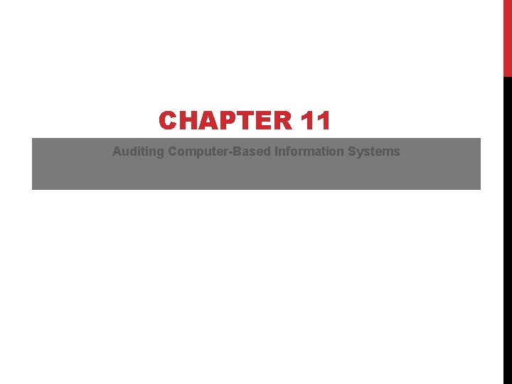 CHAPTER 11 Auditing Computer-Based Information Systems 