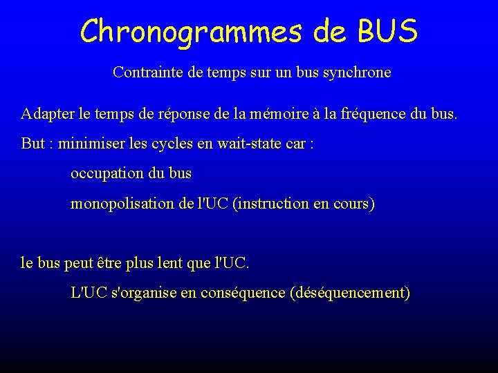 Chronogrammes de BUS Contrainte de temps sur un bus synchrone Adapter le temps de