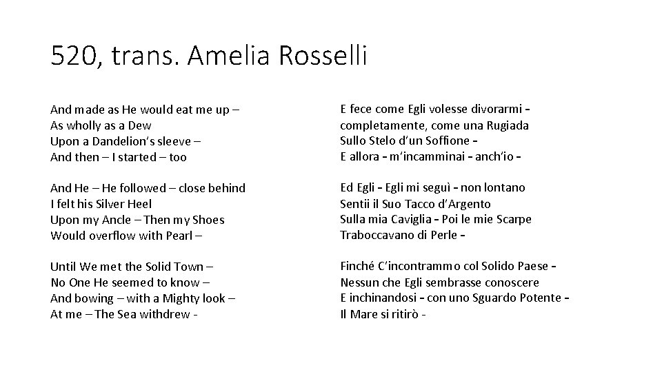 520, trans. Amelia Rosselli And made as He would eat me up – As 520, trans. Amelia Rosselli And made as He would eat me up – As