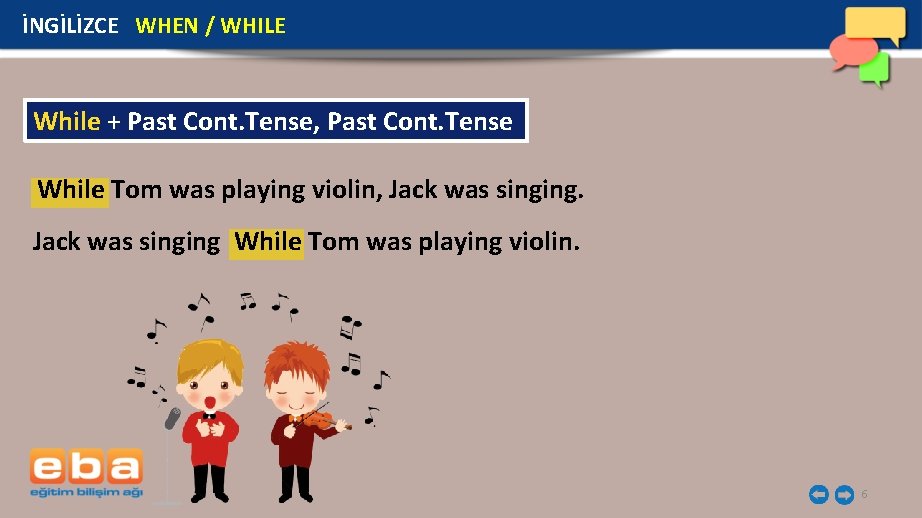 İNGİLİZCE WHEN / WHILE While + Past Cont. Tense, Past Cont. Tense While Tom