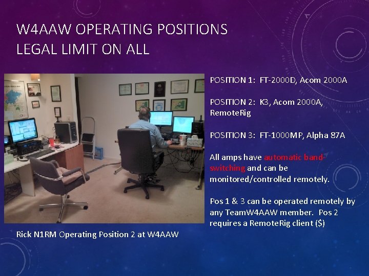 W 4 AAW OPERATING POSITIONS LEGAL LIMIT ON ALL POSITION 1: FT-2000 D, Acom