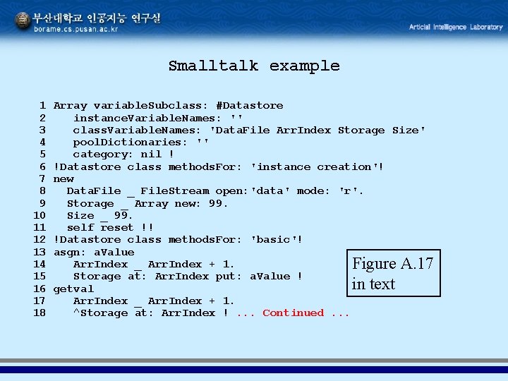 Smalltalk example 1 2 3 4 5 6 7 8 9 10 11 12