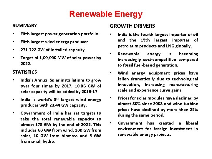 Renewable Energy SUMMARY • Fifth largest power generation portfolio. • Fifth largest wind energy
