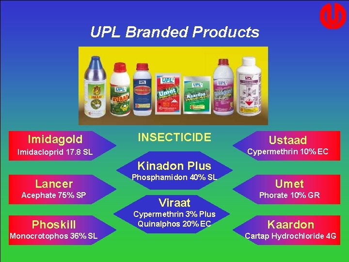 UPL Branded Products Imidagold INSECTICIDE Ustaad Cypermethrin 10% EC Imidacloprid 17. 8 SL Kinadon UPL Branded Products Imidagold INSECTICIDE Ustaad Cypermethrin 10% EC Imidacloprid 17. 8 SL Kinadon