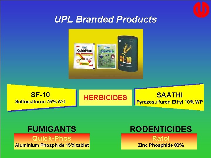 UPL Branded Products SF-10 Sulfosulfuron 75% WG HERBICIDES SAATHI Pyrazosulfuron Ethyl 10% WP FUMIGANTS UPL Branded Products SF-10 Sulfosulfuron 75% WG HERBICIDES SAATHI Pyrazosulfuron Ethyl 10% WP FUMIGANTS