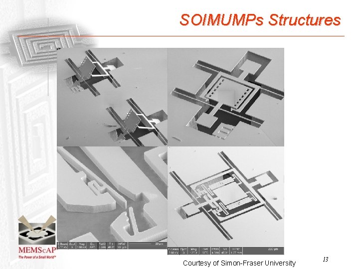 SOIMUMPs Structures Courtesy of Simon-Fraser University 13 