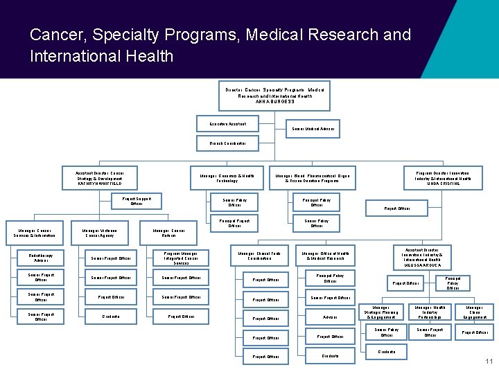 Cancer, Specialty Programs, Medical Research and International Health Director, Cancer, Specialty Programs, Medical Research