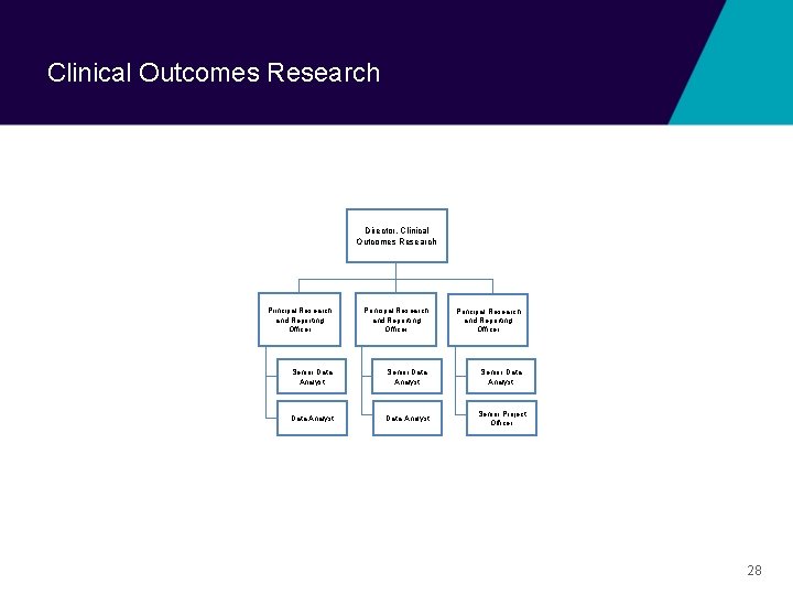 Clinical Outcomes Research Director, Clinical Outcomes Research Principal Research and Reporting Officer Senior Data