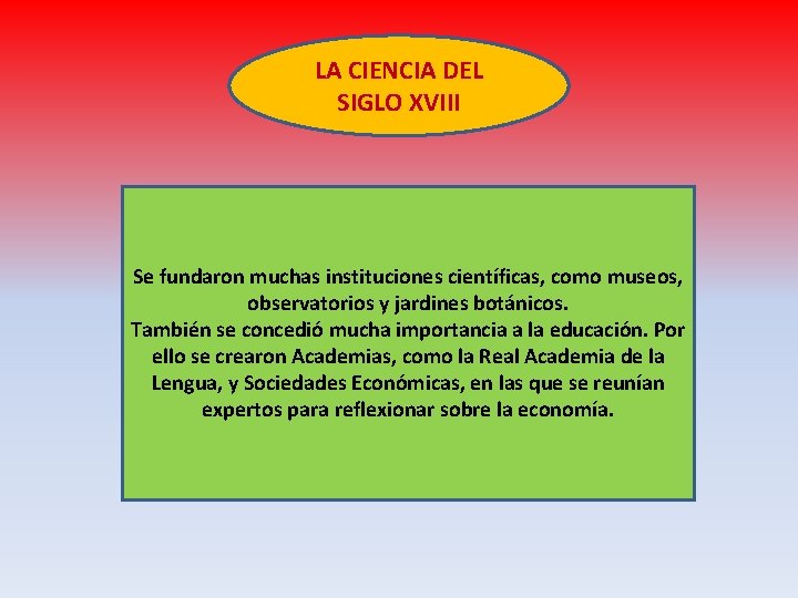 LA CIENCIA DEL SIGLO XVIII Se fundaron muchas instituciones científicas, como museos, observatorios y